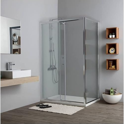 Kiamami Valentina Cabine DE Douche d'angle 80X110 CM avec ENTRÉE LATÉRALE ET Frontale Fixe | New Giada