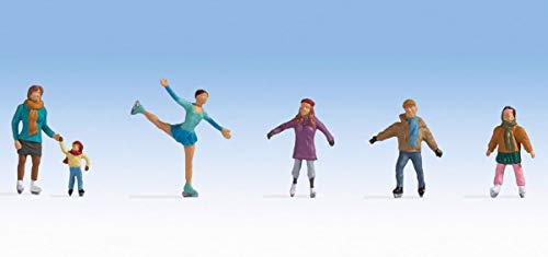 NOCH Schlittschuhlaufen Figuren-Set, detaillierte Kunststofffiguren, maßstabsgetreue Modelle 1:160 Spur N für Winterlandschaften