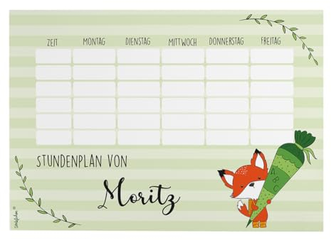 Striefchen® Magnetischer Stundenplan mit Namen - schlauer Fuchs - ideal zur Schuleinführung