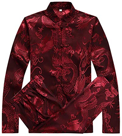 keepmore Chinesisch Kleidung Tang Anzug - Traditionell China Kampfkunst Kung Fu Tai Chi Lange Ärmel/Kurzarm Kostüm Anzug für Herren