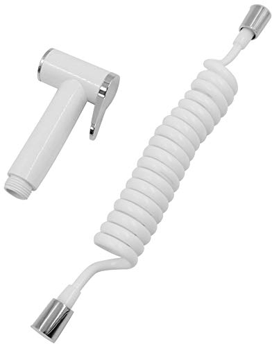 Spray per bidet in acciaio inox con tubo telescopico in ABS da 200 cm, per l'igiene personale e le padelle del letto, 2 pezzi, per tubazioni d'acqua, WC, bidet e bagno (bianco)