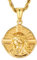 KRKC&CO Herren Münze Anhänger Kette, Jesus Kopf Kreuz Medaillen Anhänger Münzkette, 18K vergoldet Edelstahl Goldkette 2,5mm 56cm, Römischer Kettenanhänger Glücksbringer, Geschenk für Jungs Männer