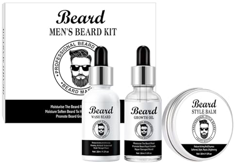 Beard Grooming Kit For Men, Stocking Fillers For Men With Beard Shampoo,Beard Growth Oil,Balm, Valentine Gifts For Men, Beard Growth Care Kit For Men, Father's Day Gift For Him, Birthday's Gift