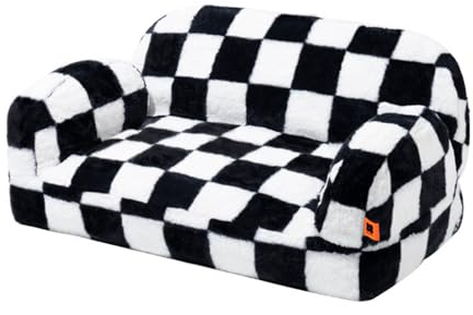 AONYAYBM Weiches, Bequemes Katzenschlafsofa, Hundeschlafsofa mit Großem Platz, Katzensofa für Winterwärme, Abnehmbares Haustiersofa, Rutschfestes Hundecouchbett,(Doppelsitz, Schwarz und Weiß)