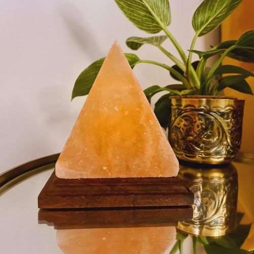LANDSTER Himalaya Salzlampe Salzkristall lampe Kugel Pyramide Oval Herz Engel förmig Natürliche Himalayalampe Handgefertige Dekoration home decor aus Salt Range Pakistan (Pyramide)