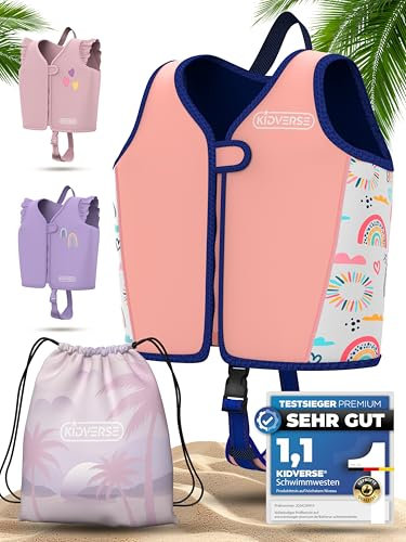KIDVERSE Schwimmweste Kinder 3-6 Jahre - TÜV geprüfte Schwimmhilfe mit Bauchumfang bis 66cm - Schwimmhilfe Kinder 3-6 Jahre - Kinderschwimmweste zum Schwimmen Lernen - Komfort Schwimmweste Kind