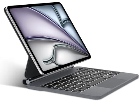 NEW VISION Magic Keyboard iPad Air 11 Zoll (M4/M3/M2) 2026/2025/2024, Tastatur für Pro 11 Zoll 4./3./2./1. und Air 5./4, Beleuchtete Tastatur mit Trackpad, Freischwebendes QWERTZ Layout, Schwarz