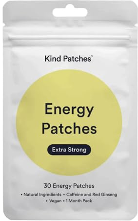 Kind Patches | Energy Patches - Extra Strong | Energy Boost Support | Botanical Plant-Based Formula with Caffeine, Red Ginseng & Vitamin B Complex | 30 Vegan Patches