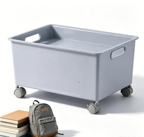 Jwthee Storage Basket Roller Basket, Under Bed Storage with Wheels Rolling Storage Basket Under Bed Storage Container for Clothes Books (Grey)