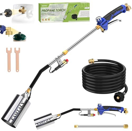 Propane Torch Weed Burner Kit,High Output with 12.5FT Hose,Heavy Duty Blow Torch Flamethrower with Long/Short Mode for Flame Weeding,Roofing,Ice Snow Melting,Road Marking,BBQ(34)