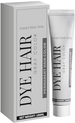 Crema de Color de Cabello Gris,Cera Tinte Instantáneo para Cabello,Crema Colorante s,Tinte Unisex,Plateado,100ML