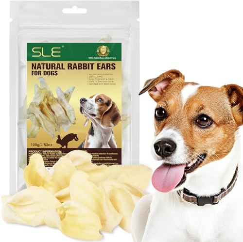 Orecchie di coniglio naturali per cani, orecchie intere non trattate, conigli allevati al 100% con erba, alternativa agli snack masticabili in pelle grezza per cani (Coniglio)