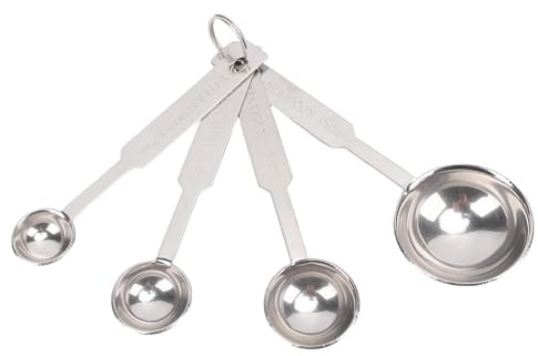 Conjunto de tazas de medición de acero inoxidable de 4 piezas, cucharadas de cocina apilables que miden cucharadas de cucharada pequeña para ingredientes secos o líquidos