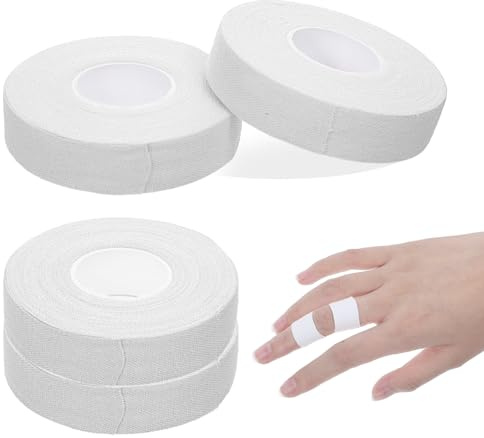 Ouligay 4 Rolls Finger Tape Extra Strong 1.5cm X 10m Athletic Tape for Fingers Sweat Sport Tapes for Outdoor Climbing Football Volleyball Golf Gymnastics Powerlifting White