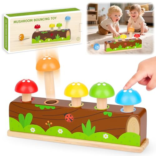 Pop Up Montessori Wooden Toy Age 1-3, Gifts for 1-2 Year Old Boys Girls | Toys for 12-18+ Months Kids, Colour Sorting Educational Toy Fine Motor Skills Educational Toys 1st Birthday Presents