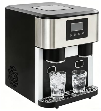 CHIMHOON Máquina para Hacer Cubitos de Hielo Pequeña 3 en 1, Maquina de Hielo Doméstica con Hielo Picado, Hielo en Bala y Agua Fría, Autolimpiante, Máquina de Hielo de Mesa para el Hogar, Oficina