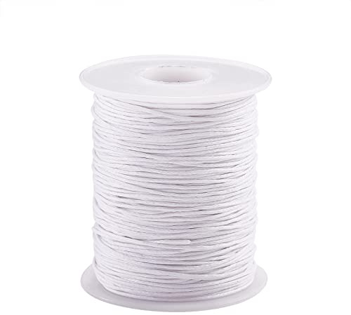 UR URLIFEHALL 100 Yards/90m x 1mm White Waxed Cotton Cord Macrame Waxed Beading Thread String for Bracelet Necklace Jewellery Beading Crafting