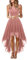 Onsoyours Robe d'Invités de Mariage pour Femmes - Demoiselle d'Honneur en Mousseline de Soie Florale - Soirée Balançoire Asymétrique B Rose L