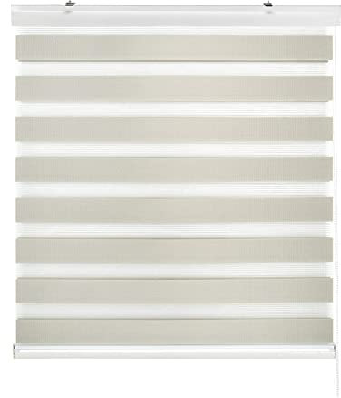 Estoralis Sansa | Estor Enrollable Noche y Día Diseño Moderno | Doble Tejido | Color Beige | 145 x 180 cm (Ancho/Alto) Tamaño Tela 142 x 175 cm | Estores para Ventanas y Puertas