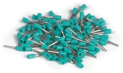 ERKO Wire End Ferrules, Wire Cross Section, 0.34 mm², Length 6 mm 100 Pieces Professional Cable Lugs Made of Galvanised Copper with Polyamide Insulation, Cable Connector for Electricians