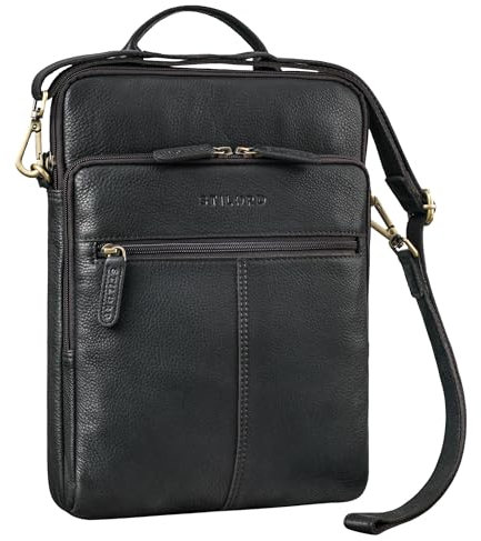 STILORD 'Stellan' Schmale Laptop-Tasche Leder 13,3-14 Zoll Herren und Damen zum Umhängen - ideal als Notebook-Tasche Echtleder Laptop Bag und Vintage Leder-Tasche, Farbe:schwarz