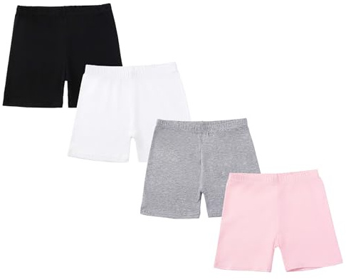CHUNG - Pantalones cortos de motociclista para niñas, de algodón, para niñas pequeñas, volteretas, danza, yoga, juego, debajo del vestido, falda, uniforme escolar, ropa básica para niños, ropa de