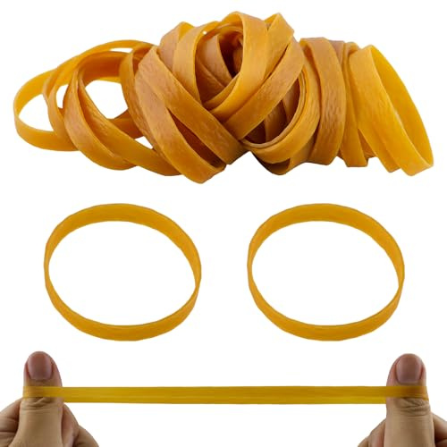 FAREASTSHOP 32 elastici in gomma gialla, 20 x 1 cm, resistenti e riutilizzabili per ufficio, casa, scuola, campeggio