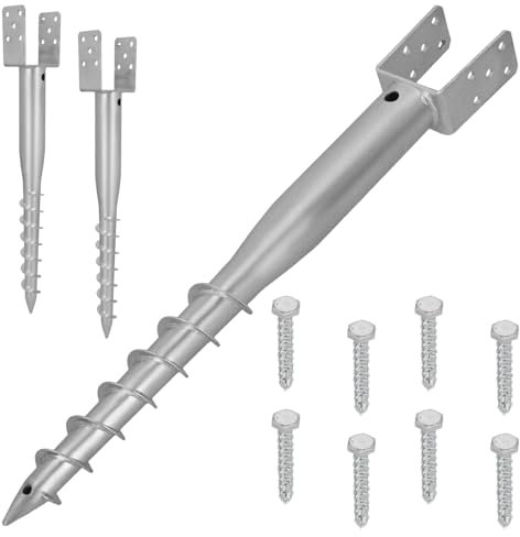 KOTARBAU® 2 soportes para postes en U para atornillar, 80 x 710 mm, acero galvanizado, casquillo de impacto para suelo, base de poste, perno en U, anclaje de tierra, ancla, poste de madera, valla de