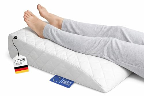 Home Oase Venenkissen Beine - Lagerungskissen Erwachsene zum Hochlegen - Beinkissen Beinhochlagerungskissen Stützkissen Keilkissen für Knie, waschbarer Bezug, Made in EU, 71 x 40 x 15 cm