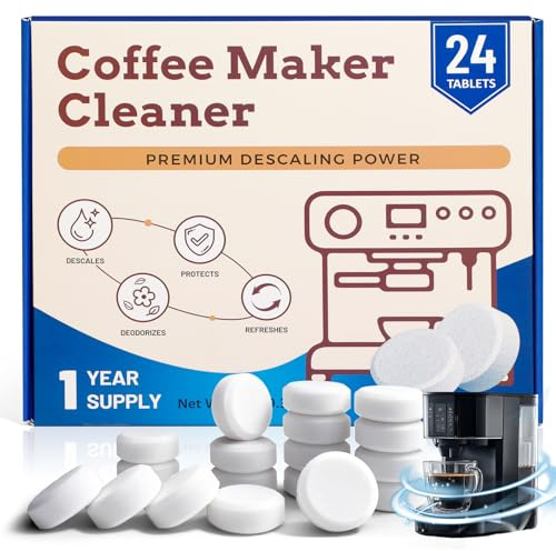 DERDUFT Coffee Machine Descaler Tablets 24 Pack – Fast-Dissolving Limescale Remover for Coffee Makers & Espresso Machines – Compatible With Nespresso, Tassimo, Melitta, Delonghi