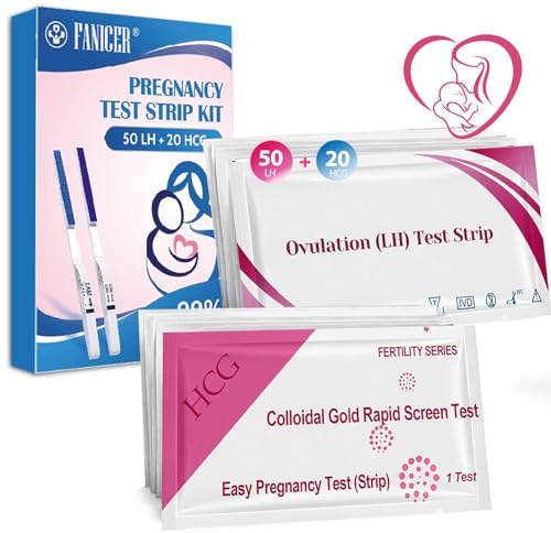 50 Ovulation Test Strips and 20 HCG Pregnancy Test Strips, Ovulation Predictor Kit, Sensitive Fertility Predictor Testing Sticks, Accurate Fertility Test for Women Home (50 LH +20 HCG),Deep Pink