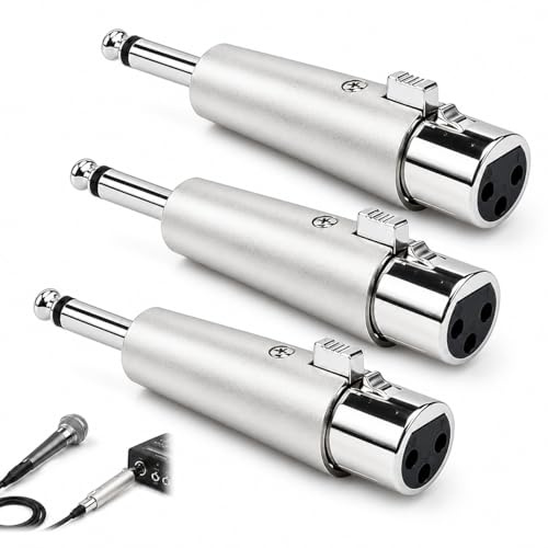 3PCS Jack to XLR Female Adapter 1/4 Inch 6.35mm Male to XLR Female Adapters,XLR to Jack TRS Adapter, XLR Female to Jack Adapter 3-Pin Audio Connector Microphone Cable Connector for Audio Electronics