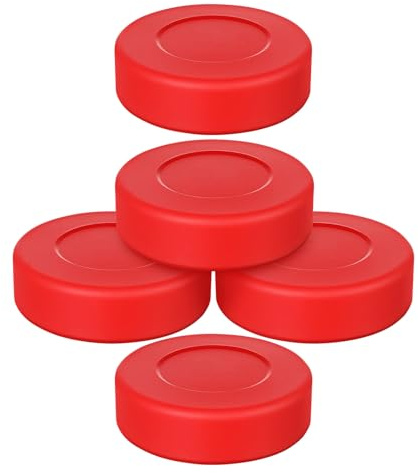 MUELODSIC Lot de 5 Palets de Hockey D'entraînement Mats en Caoutchouc Rouge Rondelles de Hockey de Rue Souples en Salle pour Séances D'entraînement et Matchs Jeunes Équipement