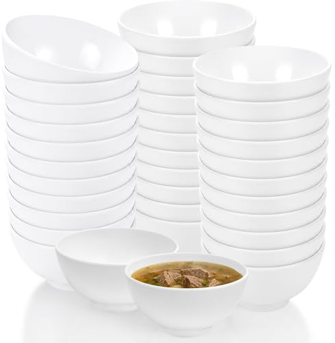 OJMHD 36 Pcs White Melamine Bowls Bulk, 300 ml Small Sereal Bowls for Kids