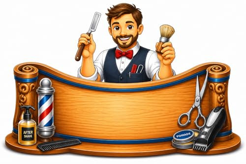 Targa Barbiere Personalizzata in Legno MDF – Idea Regalo per Barbiere, Parrucchiere Uomo, Insegna Decorativa da Parete con Nome Personalizzato, Ringraziamento Fine Carriera, (BARBIERE)