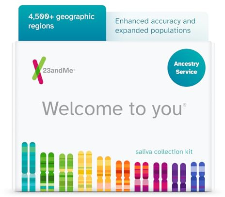 23andMe Ancestry Service - DNA Test Kit, Personalized Genetic Legacy, 4,500+ Geographic Regions, Ancestry Test, Family Tree, DNA Relative Finder, Origins, Ethnicities, Traits