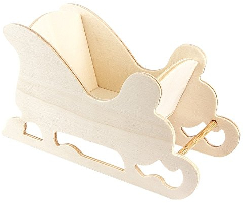 Ideen mit Herz Deko-Schlitten, Design 4, 9,5cm x 17,5cm x 7,5cm, natur | Dekoration für Weihnachten, Advent, Winter, Weihnachtsbaum, Tannenbaum, Christbaum