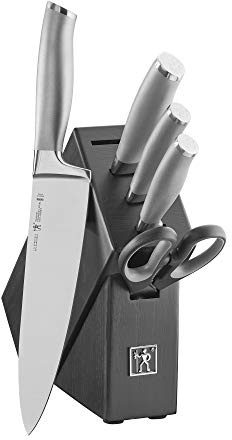 Henckels International Modernist 6-pc Knife Block Set | Paring Knife, Serrated Utility Knife, Utility Knife, Chef’s Knife & Kitchen Shears