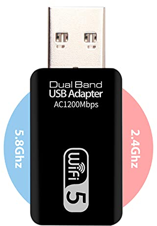 Adaptador USB WiFi Doble Banda 1200Mbps, Receptor WiFi USB para PC Desktop Laptop, Tarjeta de Red WiFi Dual Band 2.4Ghz/5.8Ghz Dongle Pincho Antena INIVECH