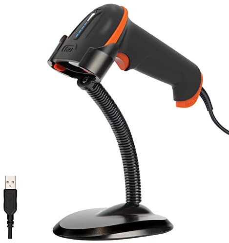 Tera Barcode-Scanner 1D Laser USB Wired Kabelgebunden Handheld Barcodescanner Handscanner Lesegerät mit Halterung Plug and Play, L5100Y-Z