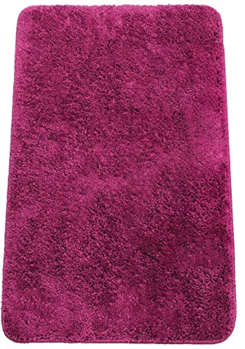 Brandsseller Badezimmerteppich 60x90 cm Badvorleger Badematte Badteppich rechteckig Chenille rutschfest saugstark maschinenwaschbar - Beere
