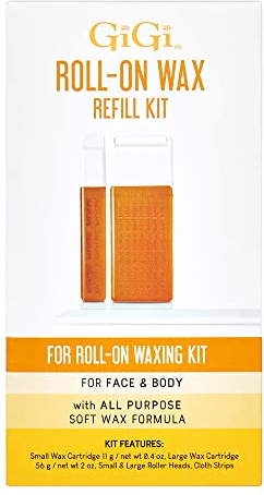 GiGi Roll On Wax Kit Refills – All-Purpose Soft Wax Roller Kit for Face & Body Hair Removal, 0.8 oz, 3 Pack