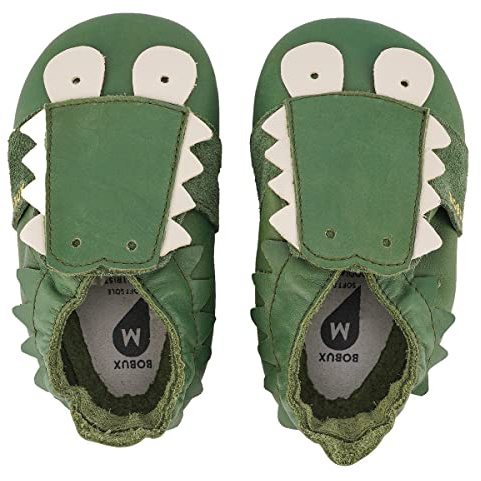 Bobux | Scarpine primi passi per bambini in diversi disegni | Scarpe da bambino | Scarpe primi passi | Verde coccodrillo | 15-21 mesi, Snap Olive, 22 EU