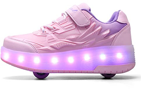 Scarpe con rotelle da Bambina Scarpe con luci Ragazza Scarpe da LED Ruota Skateboard Sneaker Sportive con Rotelle Multisports Skateboard Sneaker con Ruote per Bambini epifania natale compleanno regalo