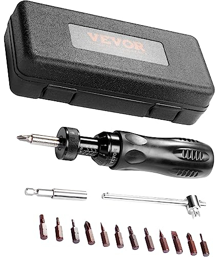 VEVOR Set di Chiavi per Cacciavite Dinamometrico da 1/4 Gamma di Regolazione Coppia 10-70 pollici-libbre, Cacciavite Dinamometrico con Incremento 1 pollici-libbre, Set Punte Cacciavite Dinamometrico