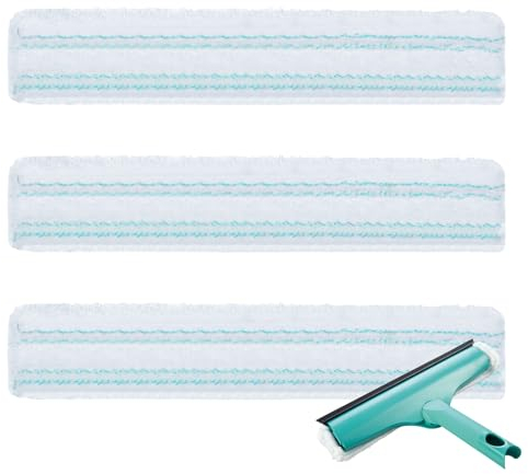 Pack of 3 Replacement Covers for Leifheit Window Wiper Window & Frame Cleaner L, Microfibre Replacement Cover Streak-free Window Cleaning