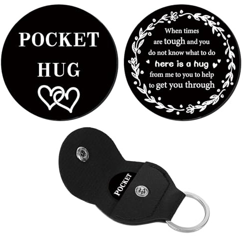 CREATCABIN Fickkram token bulk långdistansförhållande minnessak rostfritt stål dubbelsidig inspirerande med läder nyckelring inspirerande present till pojkvän flickvän bror män 3 x 3 cm