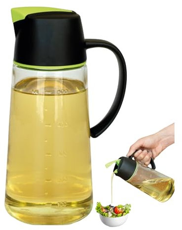 Dispensador de Aceite Antigoteo – Aceitera Cristal de 570 ml con Mango Antideslizante y Diseño Moderno – Libre de BPA y Apto para Lavavajillas