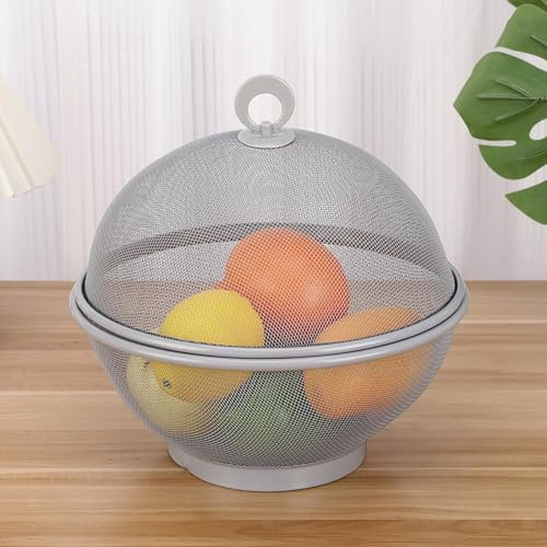 HK Online Apple Mesh Fresh Fruits Basket & Ring Citrus Peeler, Fruit Bowl, Decorative Tablepiece -Keep Unwanted Pets, Bugs & Insects Out (Petrol Grey Basket & Peeler)
