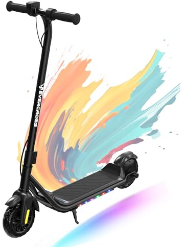 EVERCROSS E6 Electric Scooter for Kids, 7 Lightweight E-Scooter for Ages 6-12, Electric Scooter with A Range of Up to 20 km and 7-Color Lights, 3 Speed Modes (8, 12, 16 km/h)
